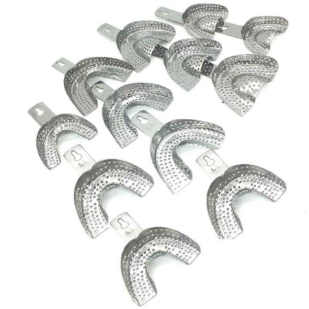 Forgesy 12 Pcs Stainless Steel Perforated Indian Dental Impression Trays Set