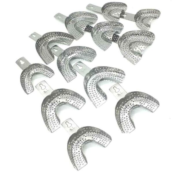 Forgesy 12 Pcs Stainless Steel Perforated Indian Dental Impression Trays Set