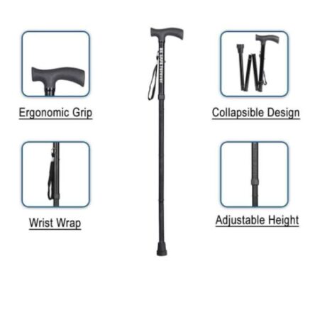 Besafe Forever 37 inch Aluminium Black Folding Height Adjustable Walking Stick