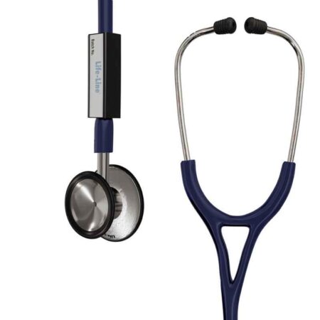 Lifeline Stainless Steel Dark Blue Single Side Diaphragm Chest Piece Stethoscope with 2 Way Tube