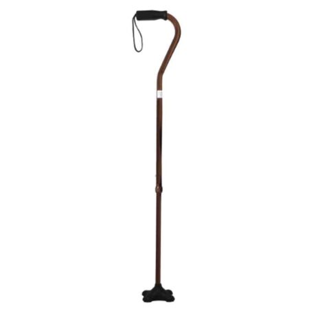 Fidelis Healthcare Mild Steel Brown 4 Leg S Shape Height Adjustable Walking Stick with Rubber Base