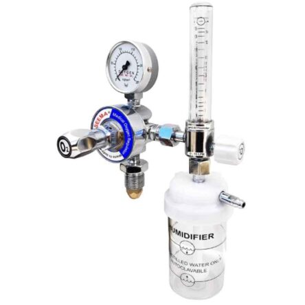 Seema 4 Bar Single Stage Single Gauge Medical Oxygen Gas Regulator with BPC Flowmeter & Humidifier