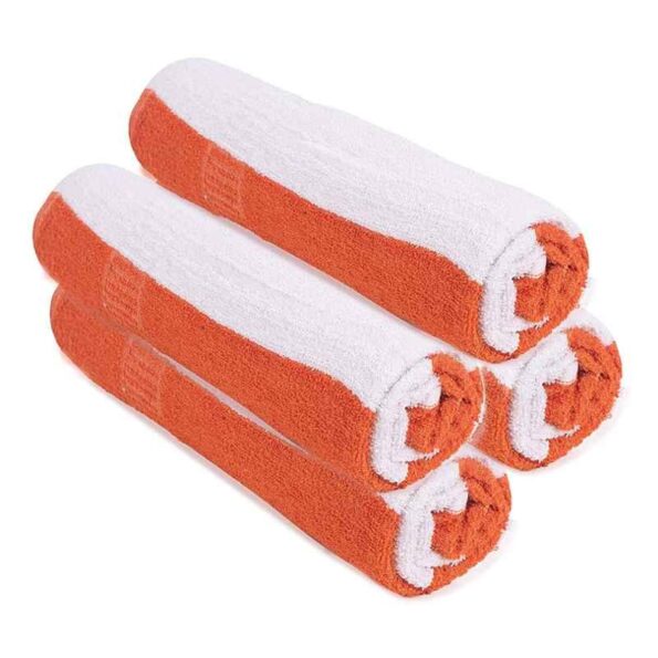 Rise N Shine 70x150cm 400GSM Cotton Orange Strip Bath Towel for Men & Women (Pack of 4)