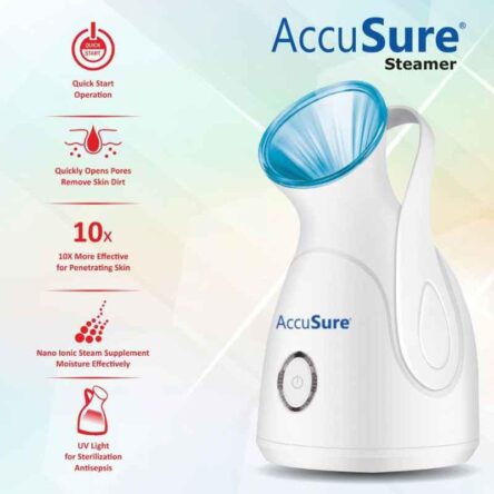 Accusure White & Blue Nano Ionic Facial Steamer