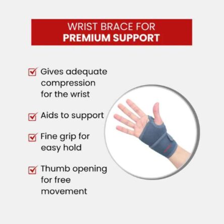 Dr Ortho Nylon & Cotton Grey Wrist Brace with Thumb