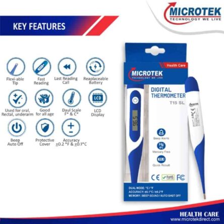 Microtek T15 SL White & Blue Digital Thermometer