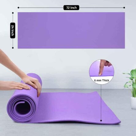 BeatXP 72×24 inch Ethylene Vinyl Acetate Purple Yoga Mat with Strap