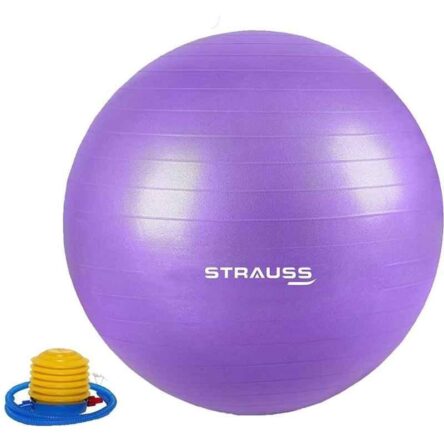 Strauss 65cm Purple PVC Anti Burst Gym Ball with Foot Pump