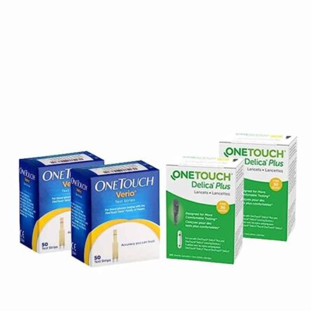 OneTouch 100 Pcs Verio Diabetes Test Strips & 50 Pcs Delica Plus Lancet Combo