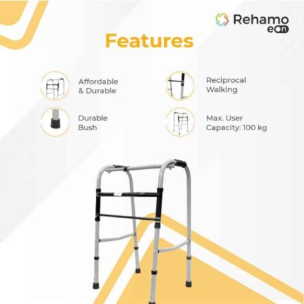 Rehamo Eon Walkie 100kg Alloy Steel Grey Foldable Walker Stand