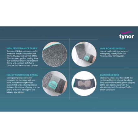 Tynor E48DAZ Nylon & Spandex Grey Urbane Elbow Support
