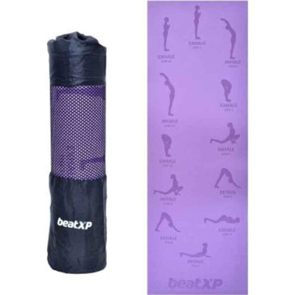 Pristyn Care beatXP 24x72 inch EVA Purple Surya Namaskar Anti-Skid Yoga Mat with Carry Bag