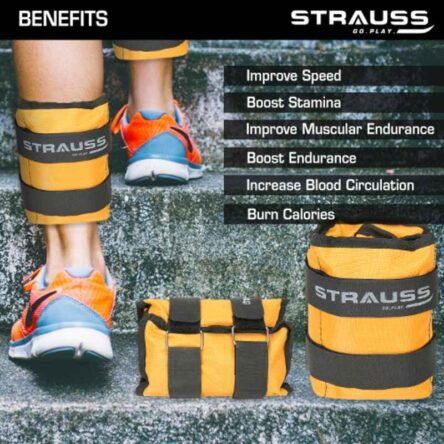 Strauss 42x20x7cm Neoprene Yellow Adjustable Ankle Weight