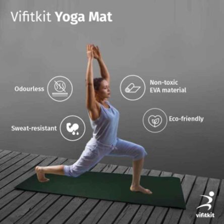 Vifitkit 61x180cm EVA Bottle Green Anti Skid Water Resistant Yoga Mat with Carry Bag & Strap