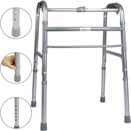 Entros 78-96cm Adjustable Height Folding Aluminium Walker with Double H Frame