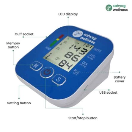 Sahyog Wellness White Automatic Upper Arm Digital Blood Pressure Monitor Machine with Large Cuff