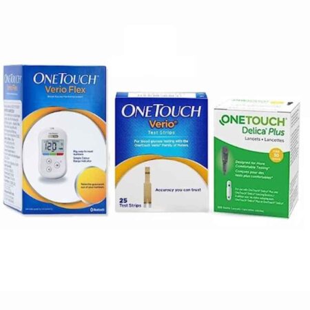 OneTouch Verio Flex Bluetooth Diabetes Test Glucometer Kit with 25 Pcs Test Strips & 25 Pcs Delica Plus Lancets