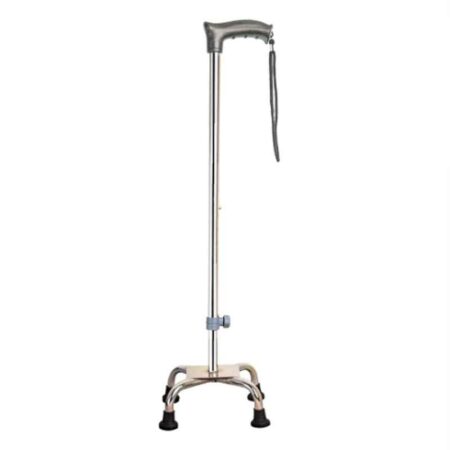 Fidelis Healthcare Mild Steel Grey 4 Leg Height Adjustable Walking Stick with Metal Base