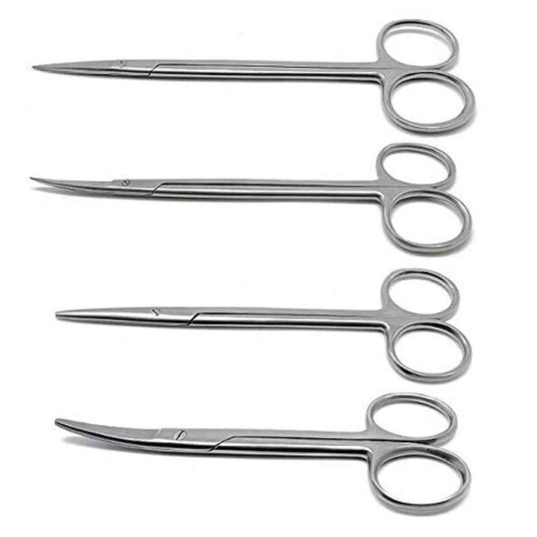 Forgesy 4 Pcs Stainless Steel Straight & Curved Metzenbaum Blunt Surgical Scissors Set