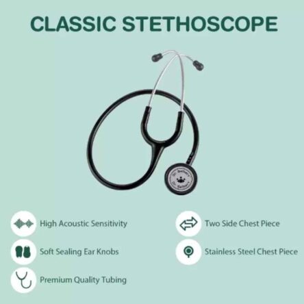 Dr Seibert Black Classic Diaphragm Dual Head Stethoscope