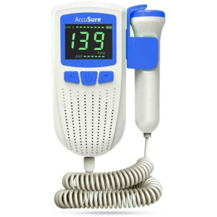 AccuSure Fetal Doppler for Doctors & Mothers Fetal Heart Rate Monitor with USB Charging & LCD Display