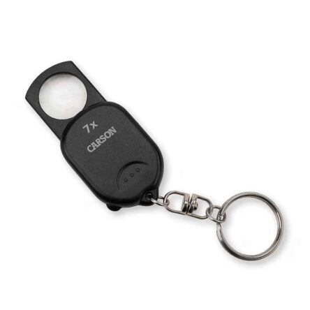 Carson 18mm 7X Plastic Clip & View Pop-Up Retractable Aspheric Keychain Magnifier