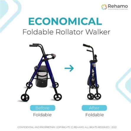 Rehamo Rollie ECO Aluminium Blue & Black Rollator with Wheels