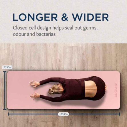 HealthSense YM 601 6x2ft TPE Pink & Blue Yoga Mat for Women & Men with Carry Rope