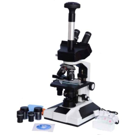 ESAW  40-1500x LED Illumination Compound Student Trinocular Microscope with Semi-Plan Achro Objectives