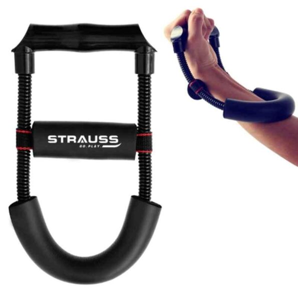 Strauss 145x26cm Stainless Steel Black Adjustable Wrist & Forearm Strengthener