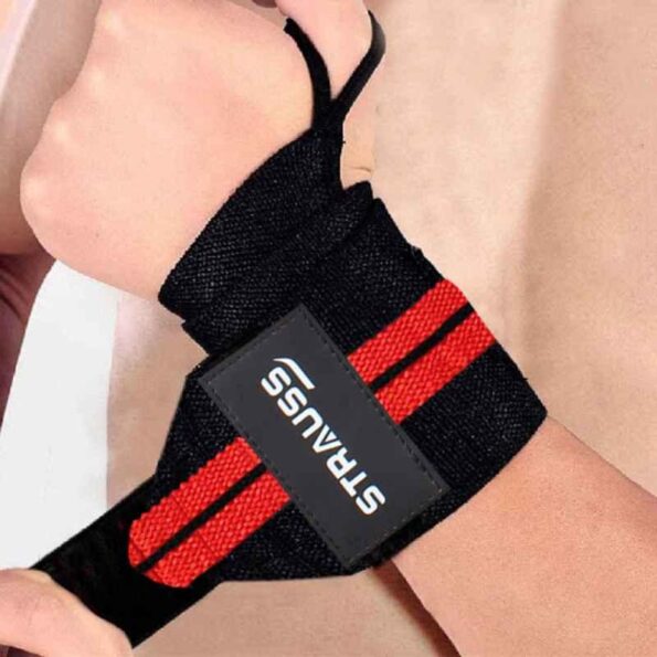 Strauss 20x13x4cm Black & Red Weight Lifting Cotton Wrist Support