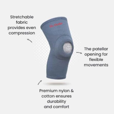 Dr Ortho Nylon & Cotton Grey Knee Cap with Open Patella