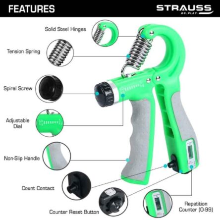 Strauss 15x11x3cm Plastic Green Adjustable Hand Grip with Counter