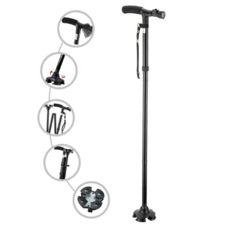 MCP Magic 113.3kg Aluminum Black LED Folding Walking Stick