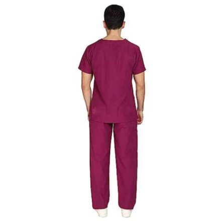 Indosurgicals Polyester & Cotton Wine Faux Wrap Scrub Suit