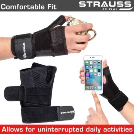 Strauss 22x10x5cm Neoprene Black Thumb Support with Wrist Wrap