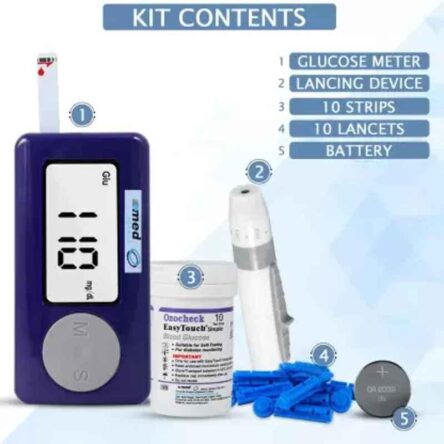 Ozocheck OT2GS Easy Touch Glucometer Set for Blood Sugar Testing