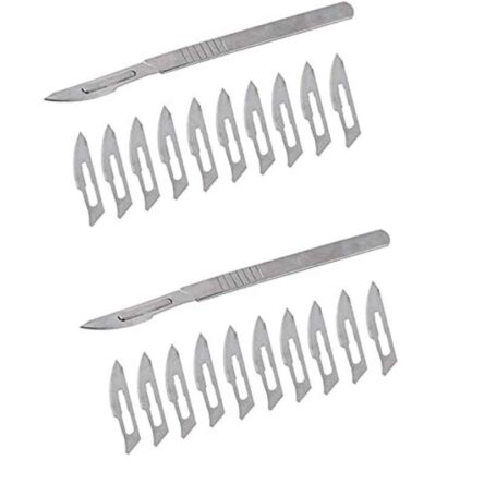 Forgesy 20 Pcs Carbon Steel Scalpel Surgical Blades & 2 Pcs BP Handle Set