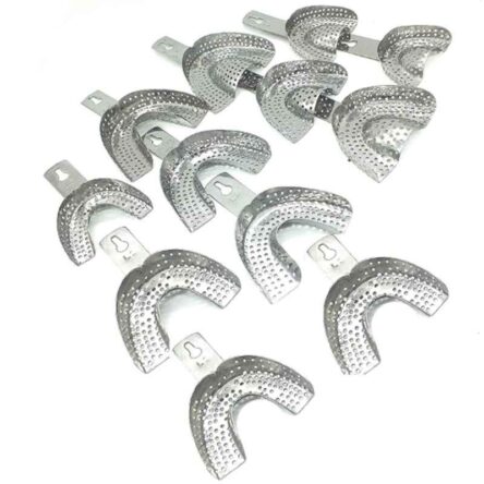 Forgesy 12 Pcs Stainless Steel Dental Impression Tray Perforated Set