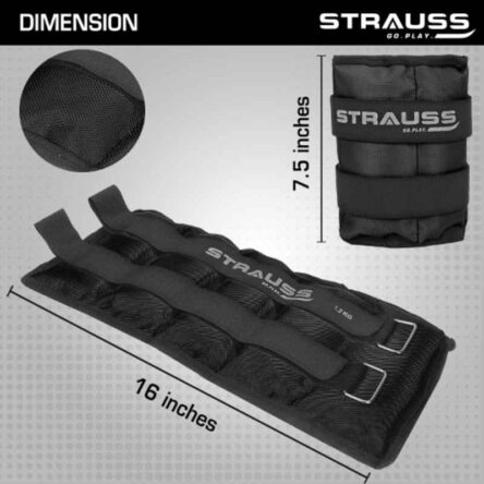 Strauss 38x19x3cm Neoprene Black Adjustable Ankle Weight