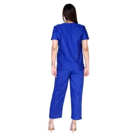 Saraf Cotton Royal Blue Medical V Neck Scrub Suit