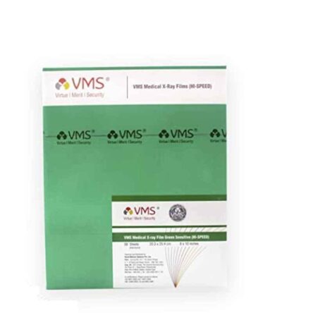 VMS HI-Speed 50 Sheets 8×10 inch Green Base Sensitive Conventional X-Ray Medical Film Set