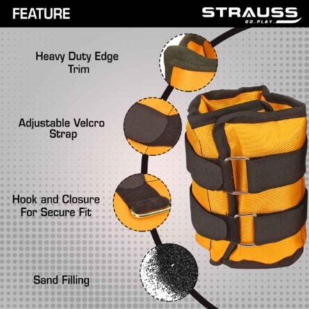 Strauss 38x19x3cm Neoprene Yellow Adjustable Ankle Weight