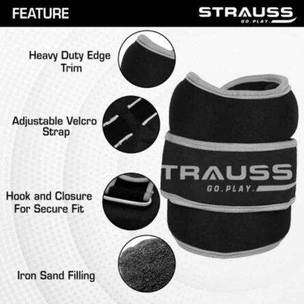 Strauss 32x16x4cm Neoprene Grey Adjustable Round Shape Ankle Weight