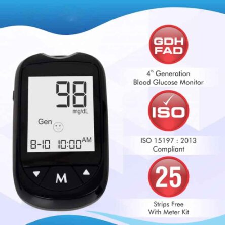 Divine Medicare Black Blood Glucose Meter Kit with 25 Glucometer & 10 Lancets