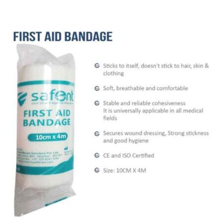 Safent 4 inch 10cmx4m Woven Fabricated First Aid Bandages