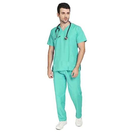 Indosurgicals Polyester & Cotton Green Unisex Scrub Suit