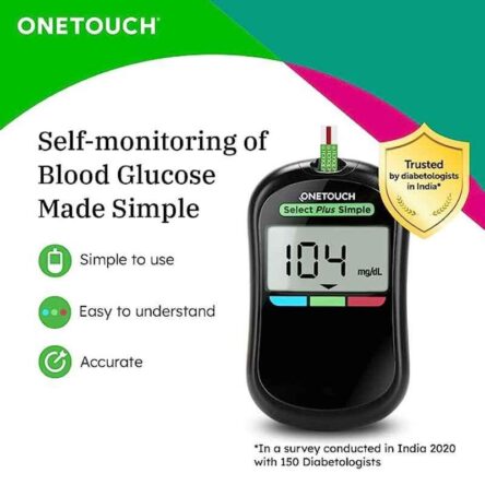 OneTouch Select Plus Diabetes Test Glucometer Kit with 50 Pcs Test Strips & 50 Pcs Ultra Soft Lancets