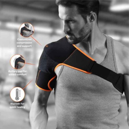 Tynor Black & Orange Neoprene Double Lock Shoulder Support