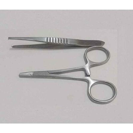 Forgesy 5 inch Toothed Forceps & Needle Holder Combo